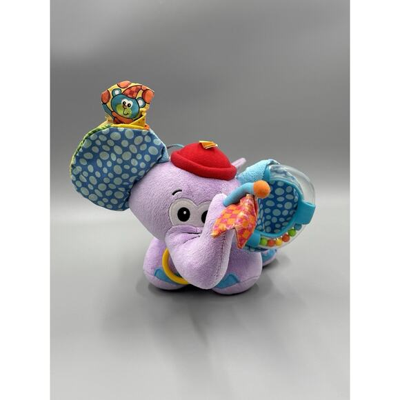 Infantino Purple Elephant Plush Activity Toy 10” Stuffed Animal - Picture 1 of 10